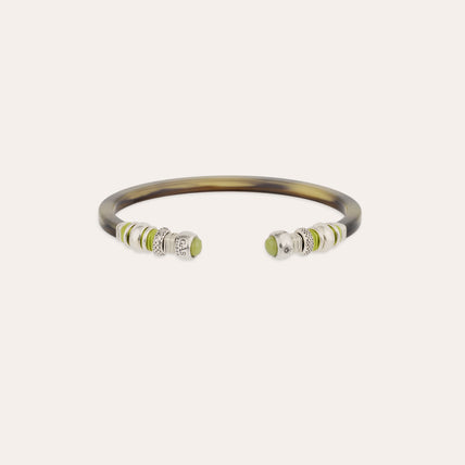 Large size  Acetate Sari Braceletsilver-plated - Vert-de-gris