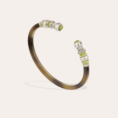 Sari-Armband aus Acetat, großes Modell, versilbert – Grünspan