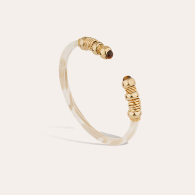 Bracelet Sari acétate - Ivoire - Oeil de tigre