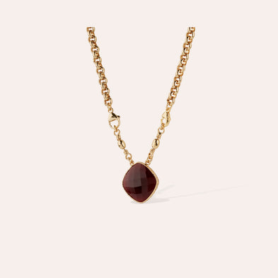 Billy Gold Necklace - Red Calcite
