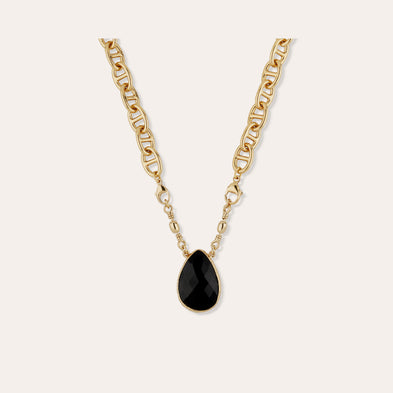 Halskette „Billy“ in Gold – schwarzer Onyx
