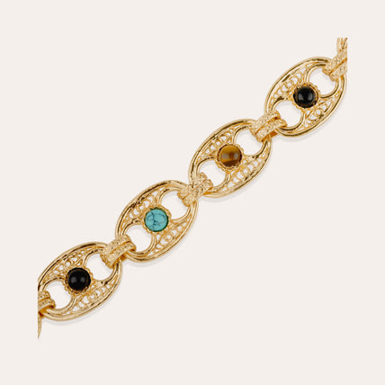 Carthage Necklace - Turquoise, Tiger's Eye, and Black Onyx