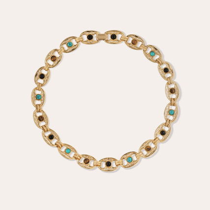 Carthage Necklace - Turquoise, Tiger's Eye, and Black Onyx