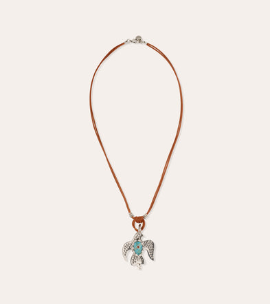 Eagle Leather Necklace - Turquoise