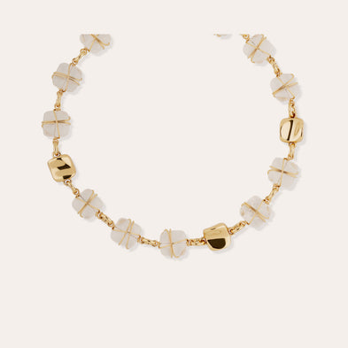 Collier Rainbow Square Multi petit modèle doré - Cristal de roche