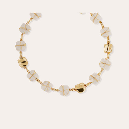 Collier Rainbow Square Multi petit modèle doré - Cristal de roche