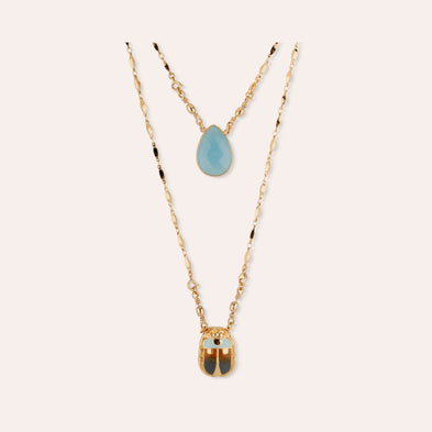 Collier Scapulaire Scaramouche émail - Quartz bleu