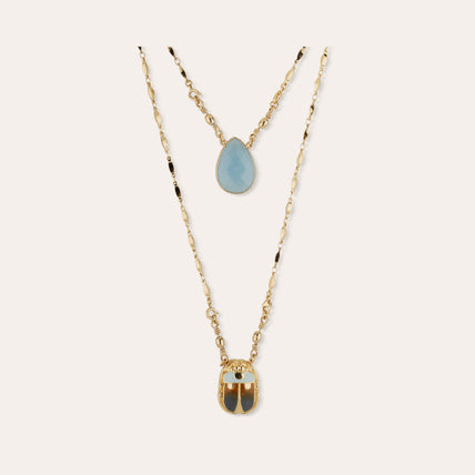 Scaramouche Enamel Scapular Necklace - Blue Quartz