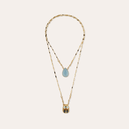 Scaramouche Enamel Scapular Necklace - Blue Quartz