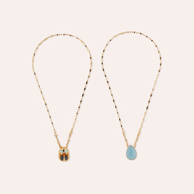 Collier Scapulaire Scaramouche émail - Quartz bleu