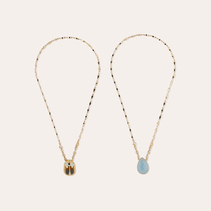 Scaramouche Enamel Scapular Necklace - Blue Quartz