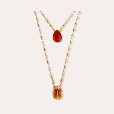 Collier Scapulaire Scaramouche émail - Cornaline