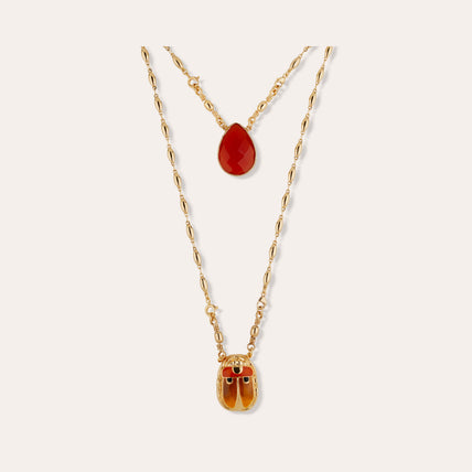 Scaramouche Enamel Scapular Necklace - Carnelian