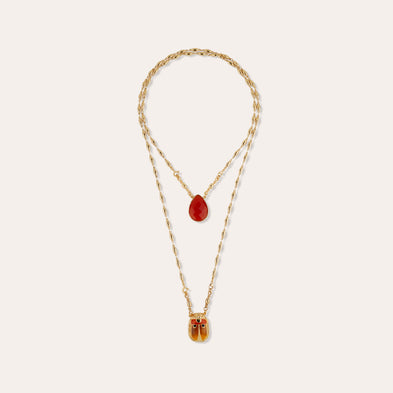 Collier Scapulaire Scaramouche émail - Cornaline