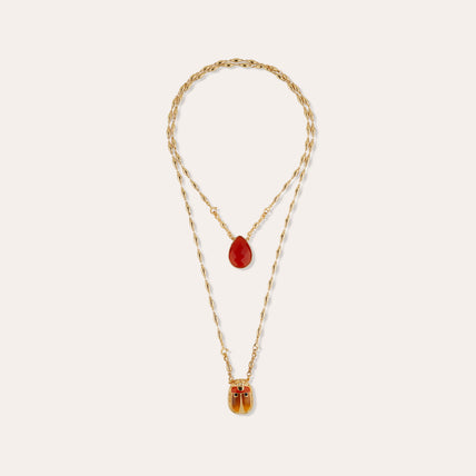 Scaramouche Enamel Scapular Necklace - Carnelian