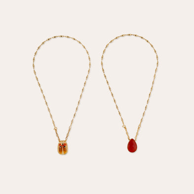 Collier Scapulaire Scaramouche émail - Cornaline