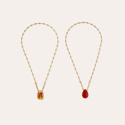 Scaramouche Enamel Scapular Necklace - Carnelian