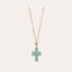 Sautoir Croix Serti doré - Turquoise