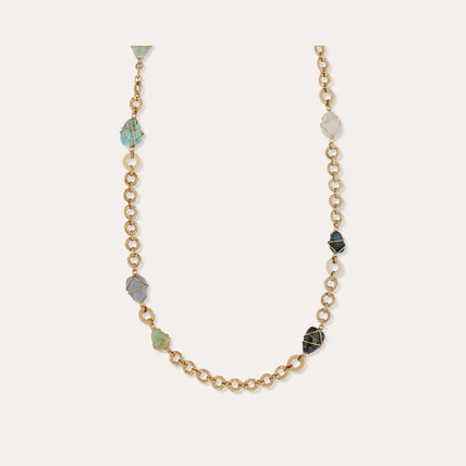 Sautoir Rainbow Multi - Apatite bleue & Vésonite