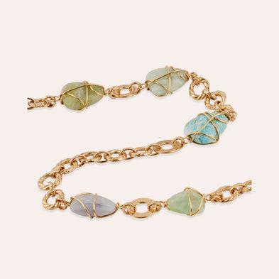 Collar largo Rainbow Multi - Apatita azul y vesonita