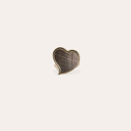 Bague Mirage Cœur émail - Nacre Grise