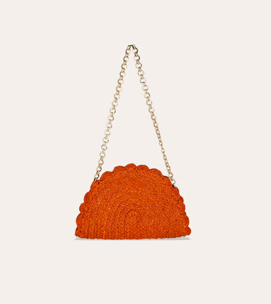 Sac pochette Sun mini raphia - Orange