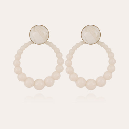 Boucles d'oreilles Andy grand modèle acétate dorées - Blanc