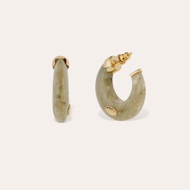 Boucles d'oreilles créoles Abalone mini acétate dorées - Vert-de-gris