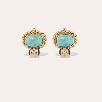 Boucles d'oreilles Amarante cabochons dorées
