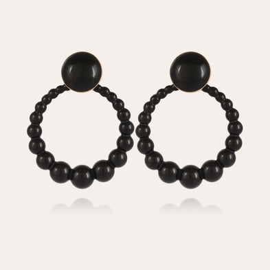 Andy large model acetate gold earrings - Black