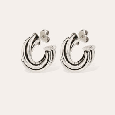 Atik medium silver hoop earrings