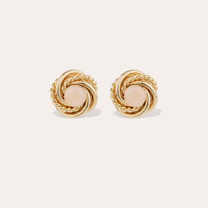 Boucles d'oreilles Atika dorées - Quartz Rose