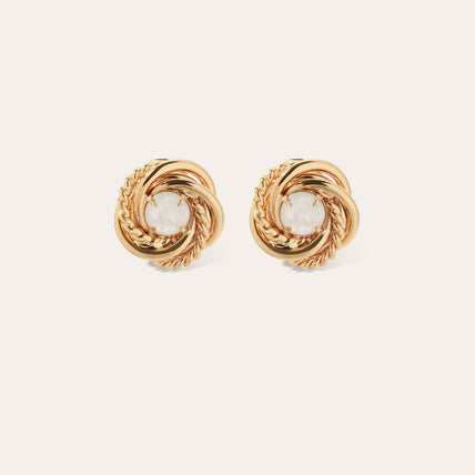 Boucles d'oreilles puce Atika dorées - Nacre blanche