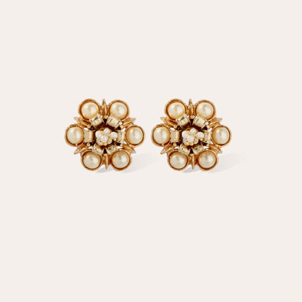 Boucles d'oreilles Augusta dorées - Perle de culture