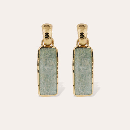 Boucles d'oreilles Aura grand modèle dorées - Amazonite