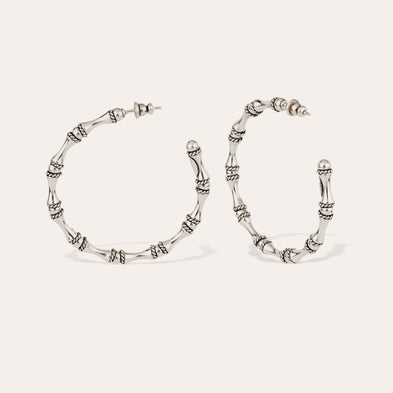 Boucles d'oreilles créoles Bambou argentées