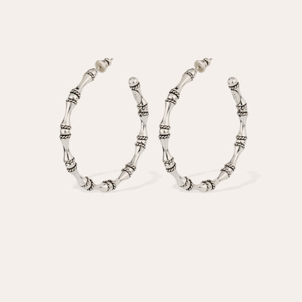 Boucles d'oreilles créoles Bambou argentées