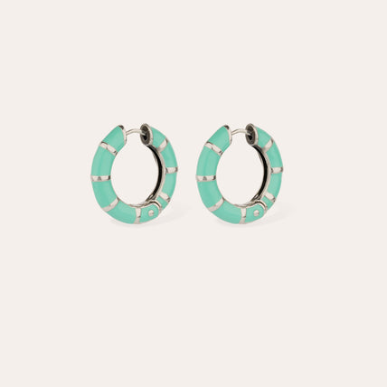 Boucles d'oreilles Bambou mini émail argentées