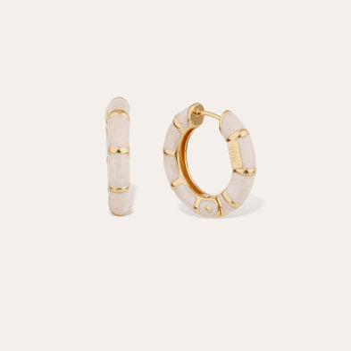 Bambou mini enamel gold earrings