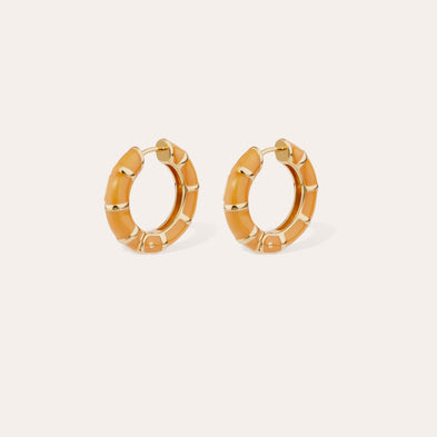 Boucles d'oreilles créoles Bambou émail dorées