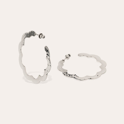 Bolduc Flore small hoop earrings, silver-tone