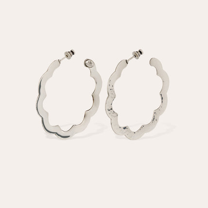 Bolduc Flore small hoop earrings, silver-tone