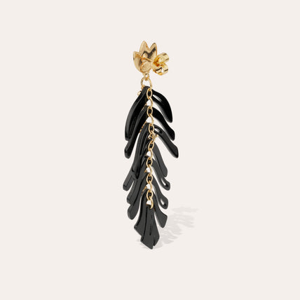 Boucles d'oreilles Cavallo acétate dorées - Noir