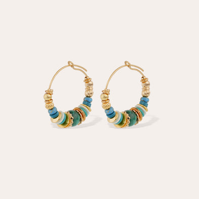 Boucles d'oreilles Aloha mini dorées - Malachite