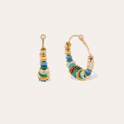 Boucles d'oreilles Aloha mini dorées - Malachite