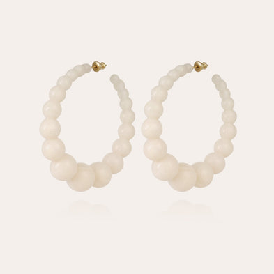 Andy large acetate gold hoop earrings - White