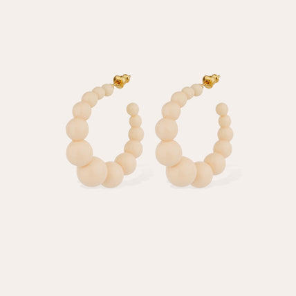 Boucles d'oreilles créoles Andy petit modèle acétate dorées - Ivoire