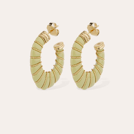 Cyclade large gold-tone earrings - Almond Green