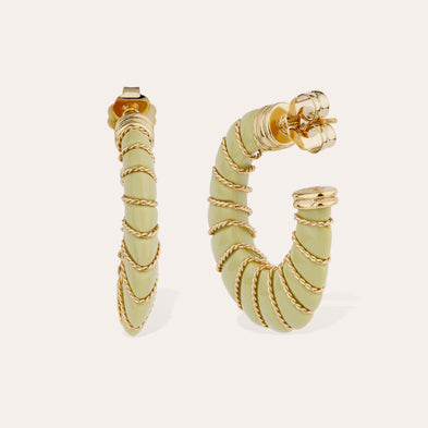 Boucles d'oreilles Cyclade  grand modèle dorées - Vert Amande