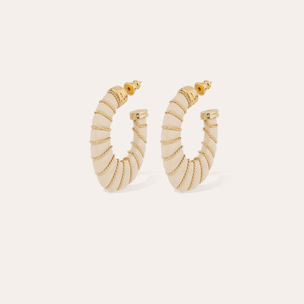 Boucles d'oreilles Cyclade petit modèle acétate dorées - Ivoire